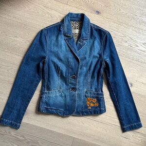 Whimsical Denim blazer with Orange Details